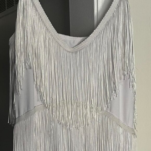 White Tassel Mini Dress Womens Medium Cowgirl Flowy Festival Western Dress - Picture 2 of 8